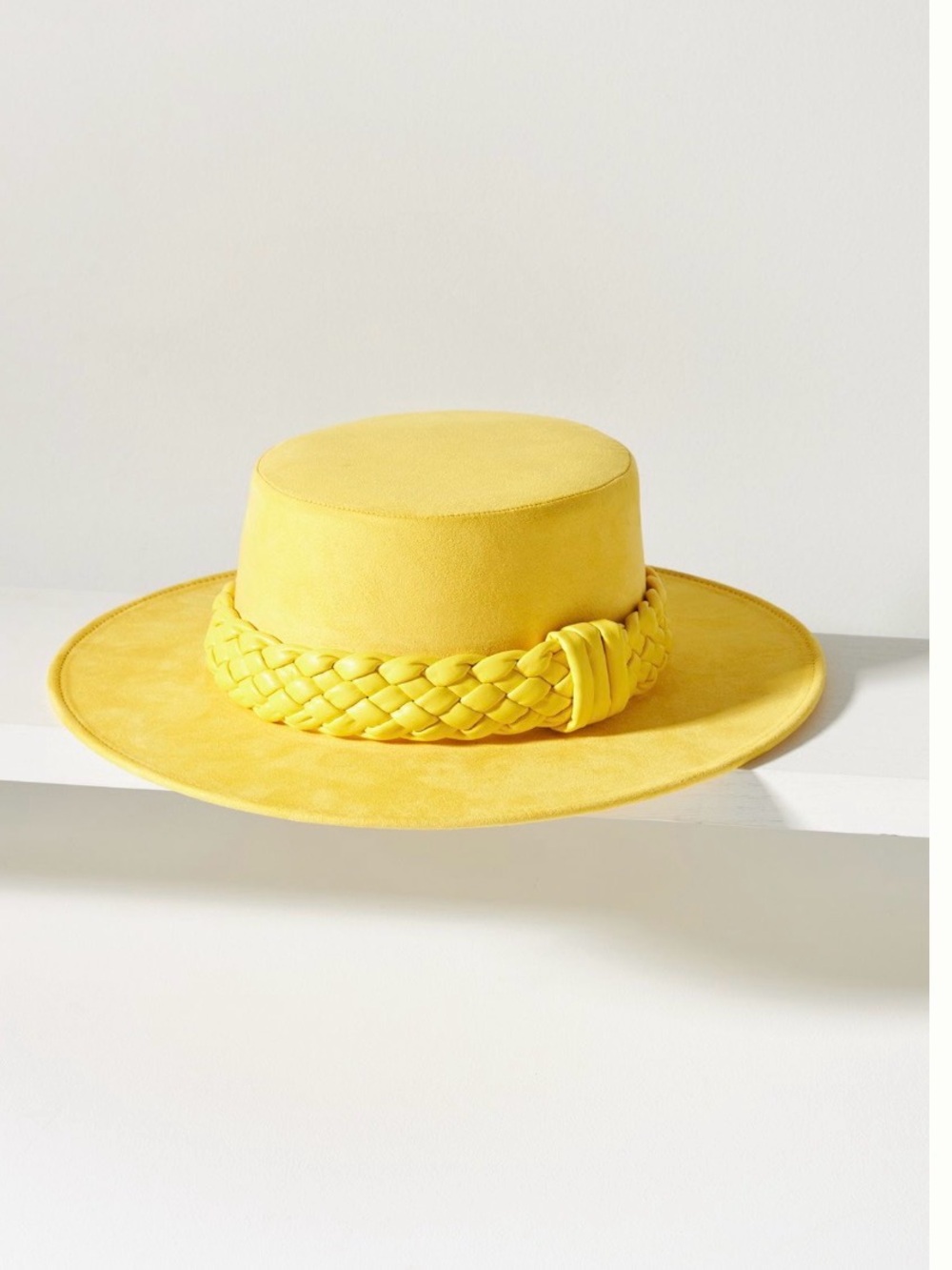 Wide Brim Braided Band Women's Sun Hat in Yellow Anthropologie